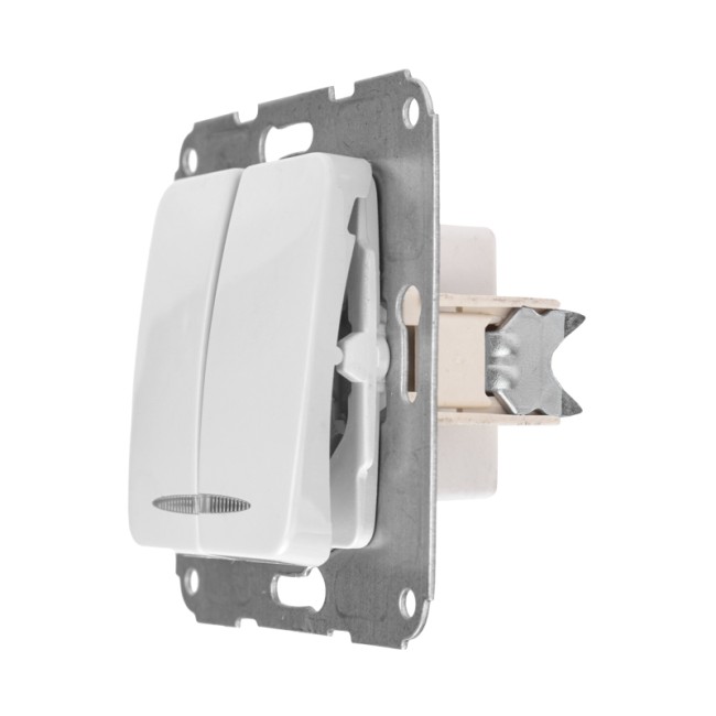 DEA Выключатель 2кл (инд) с/у 10А мех. Бел KRANZ DEA Выключатель 2кл (инд) с/у 10А мех. Бел KRANZ