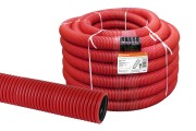 Труба гофрированная двустенная ПНД d 63 с зондом (20 м/уп.) красная TDM Труба гофрированная двустенная ПНД d 63 с зондом (20 м/уп.) красная TDM