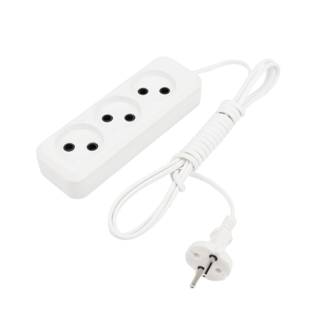 Удлинитель 3 гнезда, 3м, 2х0,75мм², б/з, белый REXANT Удлинитель 3 гнезда, 3м, 2х0,75мм², б/з, белый REXANT