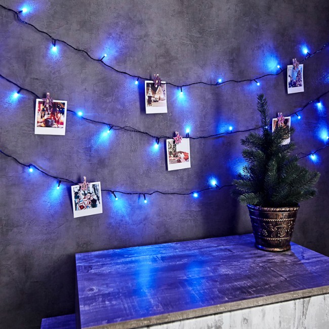 Гирлянда Твинкл Лайт 6 м, темно-зеленый ПВХ, 40 LED, цвет: Синий Гирлянда Твинкл Лайт 6 м, темно-зеленый ПВХ, 40 LED, цвет: Синий