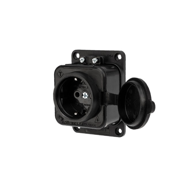 Розетка штепсельная влагозащищенная, с/з,16 А, IP54 каучук REXANT