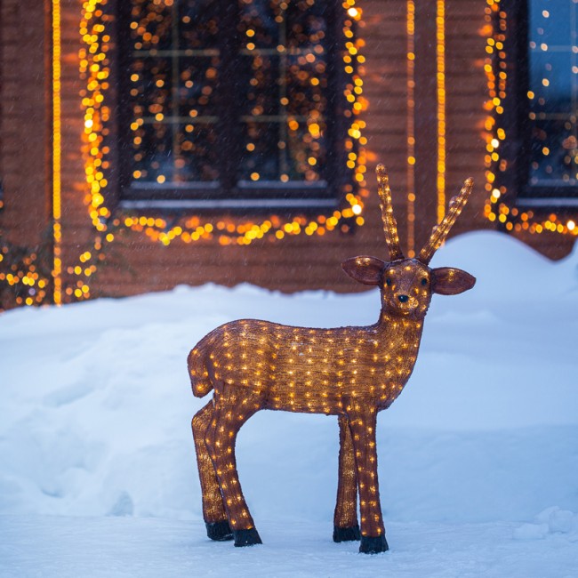Акриловая светодиодная фигура Бурый олень 100 см, 380 светодиодов, IP 65, понижающий трансформатор в комплекте, NEON-NIGHT Акриловая светодиодная фигура Бурый олень 100 см, 380 светодиодов, IP 65, понижающий трансформатор в комплекте, NEON-NIGHT