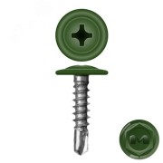 Саморез металл/металл 4.2х19 пресс-шайба сверло RAL6002 Саморез металл/металл 4.2х19 пресс-шайба сверло RAL6002