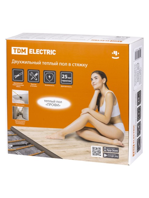 Двухжильный теплый пол в стяжку "ПРОФИ", 28 м, 550 Вт, S укладки 3,2-4,6 м², TDM Двухжильный теплый пол в стяжку "ПРОФИ", 28 м, 550 Вт, S укладки 3,2-4,6 м², TDM