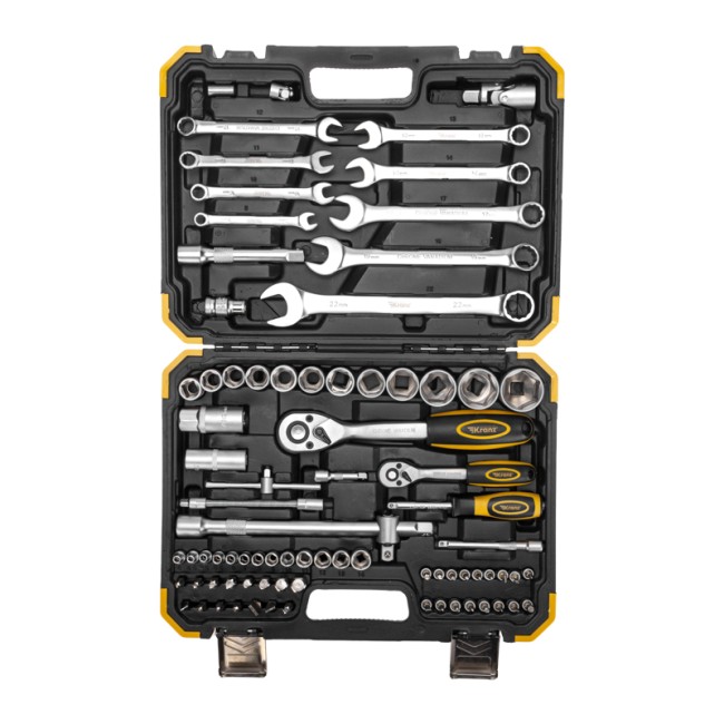 Набор инструментов, 1/2, 1/4, CrV, пластиковый кейс, 82 предмета KRANZ Набор инструментов, 1/2, 1/4, CrV, пластиковый кейс, 82 предмета KRANZ