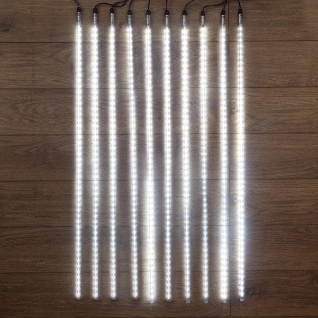 Гирлянда Тающие сосульки 24 В, комплект 10 шт. х 100 см, шаг 100 см, 960 LED, белый, соединяются, NEON-NIGHT