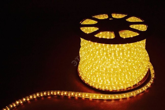 Дюралайт светодиодный LEDх72/м желтый трехжильный кратно 2м бухта 50м