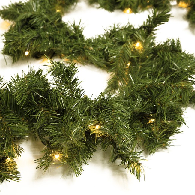 Еловый шлейф искусственный 2,7 м теплое белое свечение 80 LED Еловый шлейф искусственный 2,7 м теплое белое свечение 80 LED