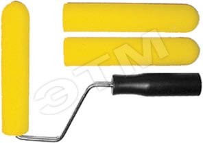 Валик поролоновый желтый с ручкой ''мини'' 100 мм + 2 сменных ролика