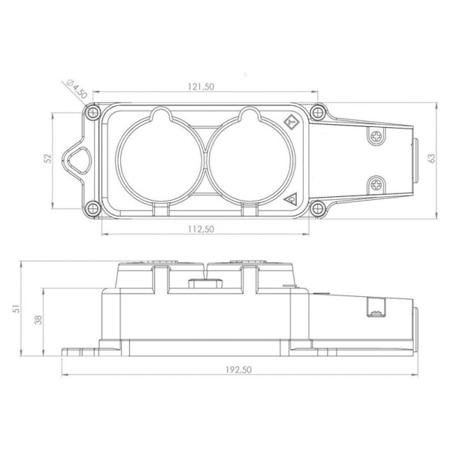 Розетка штепсельная двухместная влагозащищенная, с/з, 16 А, IP54 каучук REXANT
