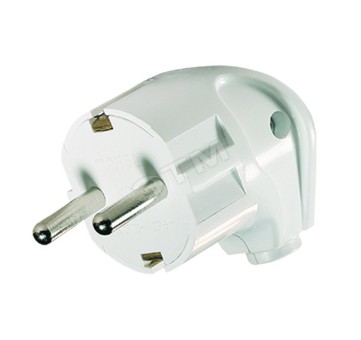 Вилка угловая с заземлением белая Вилка угловая с заземлением белая