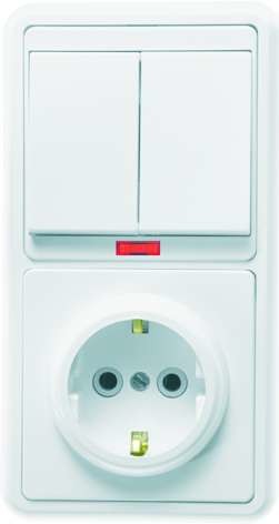 Блок БКВР-055 Бэлла (2-кл. выкл. с инд. + розетка с заземл.) бел. Кунцево 5833 Блок БКВР-055 Бэлла (2-кл. выкл. с инд. + розетка с заземл.) бел. Кунцево 5833