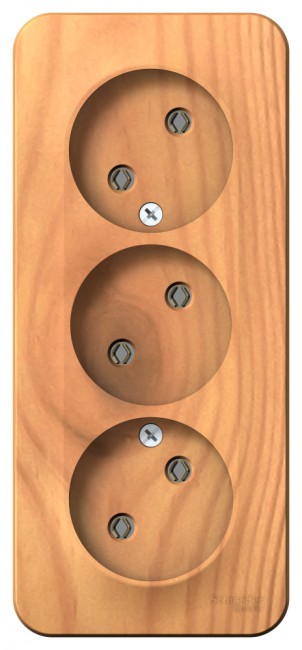 BLANCA Розетка наружная 3-я без заземления без шторок с изолирующей пластиной, 16А, 250В, ясень BLANCA Розетка наружная 3-я без заземления без шторок с изолирующей пластиной, 16А, 250В, ясень