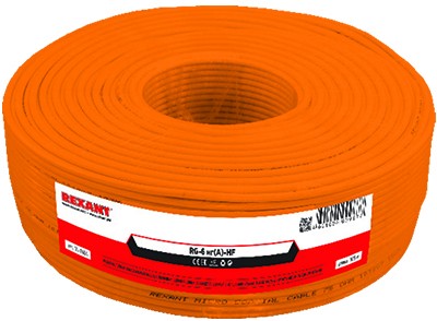 Кабель коаксиальный RG-6U нг(А)-HF, Cu/Al/Cu, 64%, 75Ом, 100м, INDOOR, оранжевый REXANT Кабель коаксиальный RG-6U нг(А)-HF, Cu/Al/Cu, 64%, 75Ом, 100м, INDOOR, оранжевый REXANT