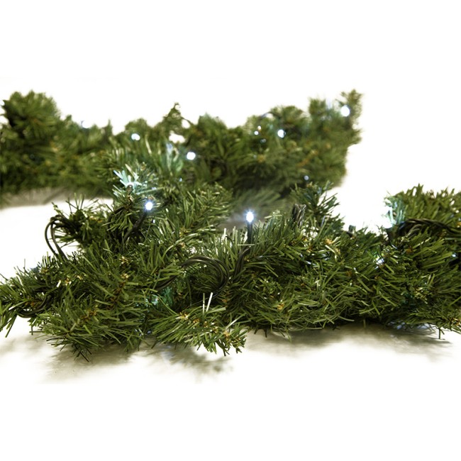 Еловый шлейф искусственный 2,7 м теплое белое свечение 80 LED Еловый шлейф искусственный 2,7 м теплое белое свечение 80 LED