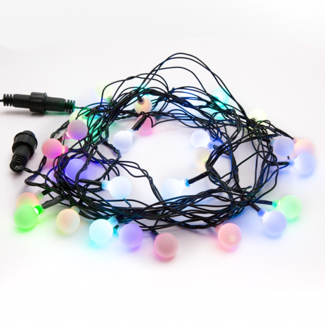 Гирлянда Шарики Ø18мм, 5м, темно-зеленый ПВХ, 30 диодов, цвет RGB Гирлянда Шарики Ø18мм, 5м, темно-зеленый ПВХ, 30 диодов, цвет RGB