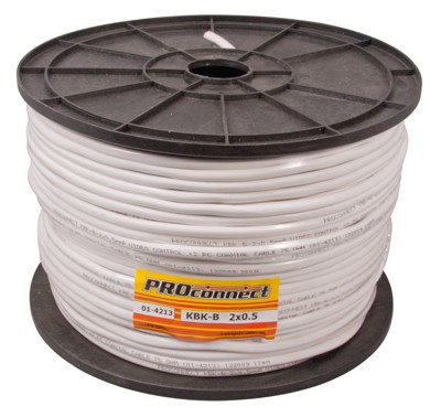 Кабель КВК-В-2+2x0,50 мм² (Cu/Cu) белый, 200 м, PROconnect Кабель КВК-В-2+2x0,50 мм² (Cu/Cu) белый, 200 м, PROconnect