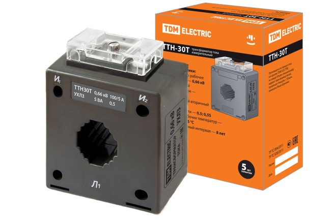Трансформатор тока измерительный ТТН  30T/100/5- 5VA/0,5-Р TDM