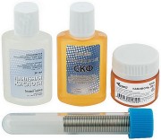 Набор для пайки № 2 (припой ПОС-61 с каниф. 10гр, каниф.сосн. 20гр, кислота паял. 30мл, флюс СКФ 30мл)