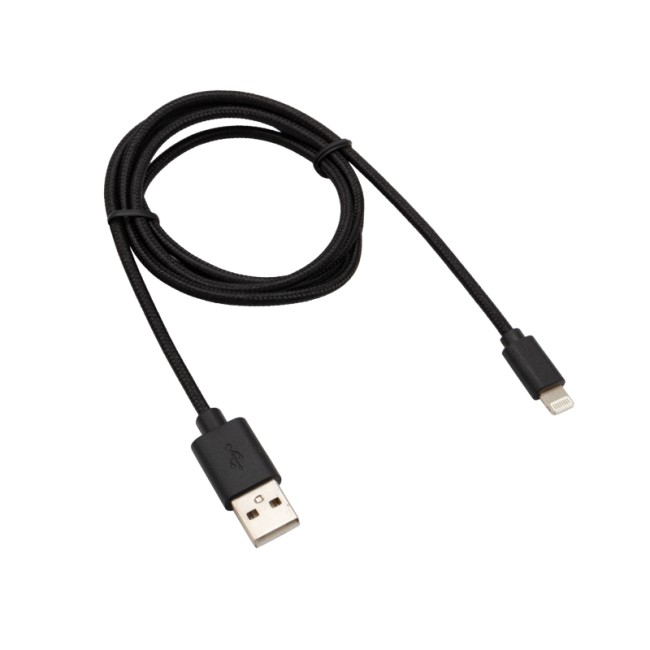 Кабель REXANT USB-Lightning 1 м, черная нейлоновая оплетка