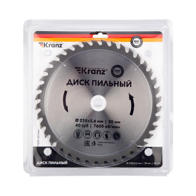 Диск пильный 235 мм х 40 зуб х 30 мм KRANZ