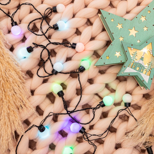 Гирлянда Шарики Ø25мм, 5м, темно-зеленый ПВХ, 25 диодов, цвет RGB Гирлянда Шарики Ø25мм, 5м, темно-зеленый ПВХ, 25 диодов, цвет RGB