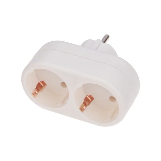 Двойник электрический 16 А вертикальный с заземлением белый REXANT