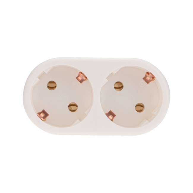 Двойник электрический 16 А вертикальный с заземлением белый REXANT