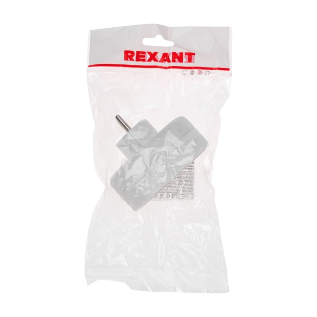 Двойник электрический 16 А вертикальный с заземлением белый REXANT