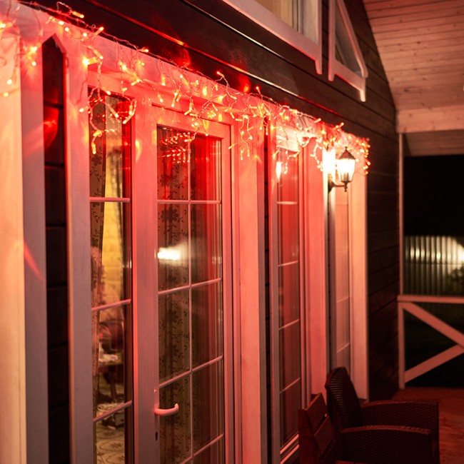 Гирлянда светодиодная Бахрома (Айсикл), 4,8х0,6м, 176 LED КРАСНЫЙ, прозрачный ПВХ, IP65, постоянное свечение, 230В NEON-NIGHT (шнур питания в комплекте)