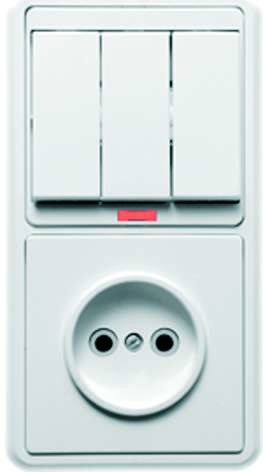 Блок БКВР-212 Бэлла (3-кл. выкл. с инд. + розетка) бел. Кунцево 5841 Блок БКВР-212 Бэлла (3-кл. выкл. с инд. + розетка) бел. Кунцево 5841