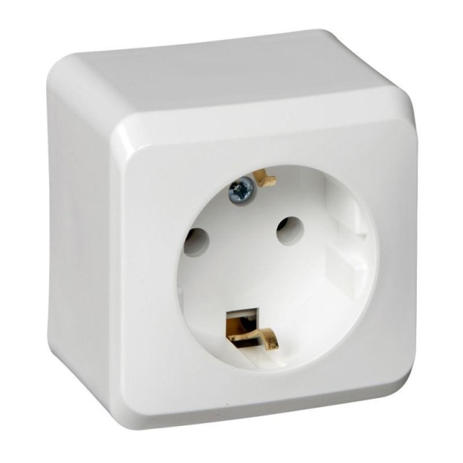 Розетка 1-м ОП Этюд 16А IP20 250В с заземл. без защ. шторок бел. SE PA16-003B Розетка 1-м ОП Этюд 16А IP20 250В с заземл. без защ. шторок бел. SE PA16-003B