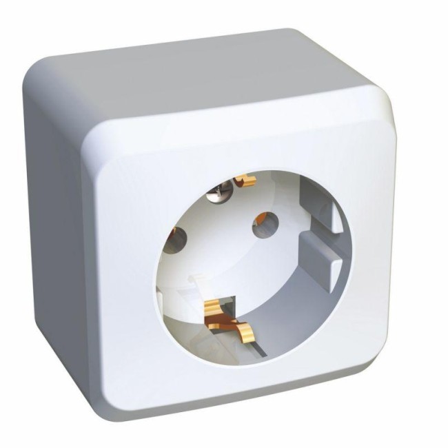 Розетка 1-м ОП Этюд 16А IP20 250В с заземл. без защ. шторок бел. SE PA16-003B Розетка 1-м ОП Этюд 16А IP20 250В с заземл. без защ. шторок бел. SE PA16-003B