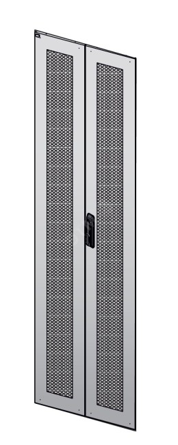 Дверь перфорированная двустворчатая для шкафа LINEA N 24U 600мм серая