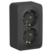 BLANCA розетка наружная двойная с заземлением без шторок с изолирующей пластиной, 16А, 250В, антрацит BLANCA розетка наружная двойная с заземлением без шторок с изолирующей пластиной, 16А, 250В, антрацит