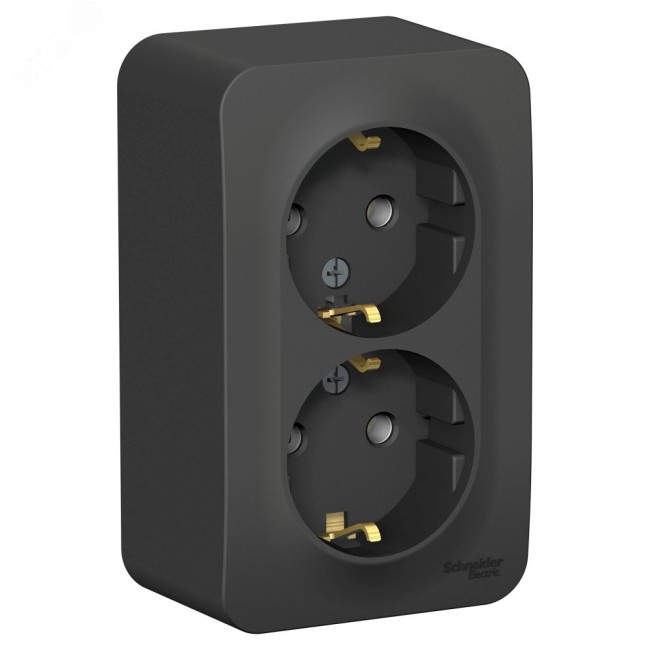 BLANCA розетка наружная двойная с заземлением без шторок с изолирующей пластиной, 16А, 250В, антрацит BLANCA розетка наружная двойная с заземлением без шторок с изолирующей пластиной, 16А, 250В, антрацит