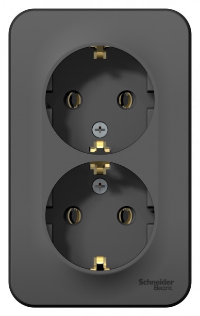 BLANCA розетка наружная двойная с заземлением без шторок с изолирующей пластиной, 16А, 250В, антрацит BLANCA розетка наружная двойная с заземлением без шторок с изолирующей пластиной, 16А, 250В, антрацит