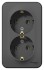 BLANCA розетка наружная двойная с заземлением без шторок с изолирующей пластиной, 16А, 250В, антрацит BLANCA розетка наружная двойная с заземлением без шторок с изолирующей пластиной, 16А, 250В, антрацит