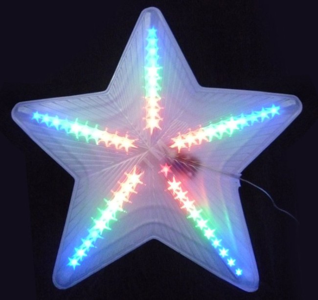 ULD-H4748-045/DTA MULTI IP20 STAR Фигура светодиодная Звезда. 47х48 см. Подвесная. 45 светодиодов. Красный, зеленый, синий свет. Провод прозрачный. TM Uniel.