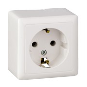 ХИТ Розетка с заземлением наружная 250В 16А белая ХИТ Розетка с заземлением наружная 250В 16А белая