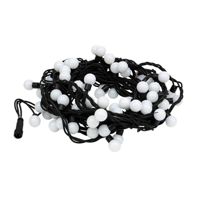 Гирлянда Мультишарики Ø23 мм, 10 м, 80 LED БЕЛЫЙ, черный Каучук, IP65, постоянное свечение, 230В соединяется NEON-NIGHT (нужен шнур питания 315-000)