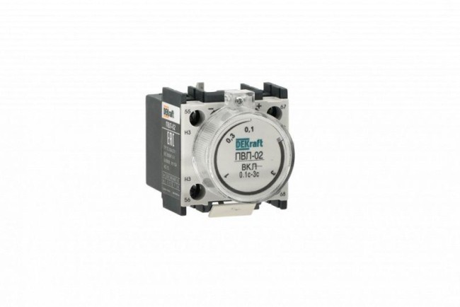 Приставка выдержки времени с задержкой при включении 10-180с 1НО+1НЗ ПВЛ-02 DEKraft 22184DEK Приставка выдержки времени с задержкой при включении 10-180с 1НО+1НЗ ПВЛ-02 DEKraft 22184DEK