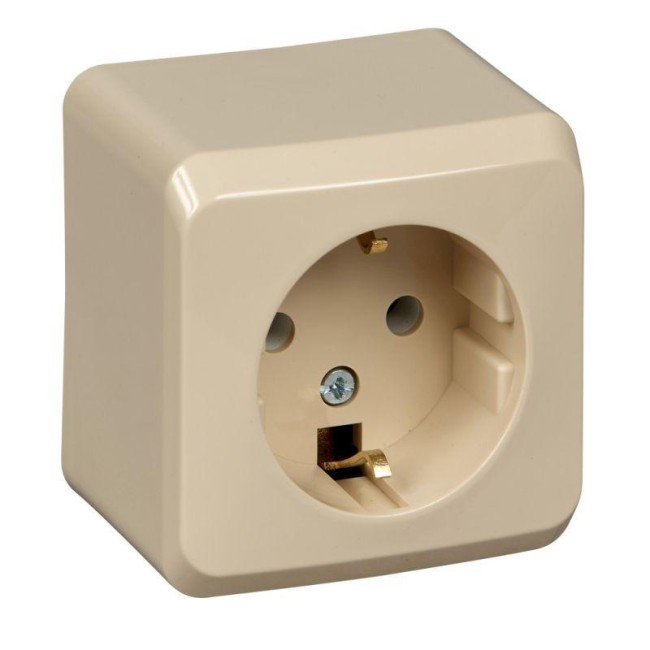 Розетка 1-м ОП Этюд 16А IP20 250В с заземл. без защ. шторок крем. SE PA16-003K Розетка 1-м ОП Этюд 16А IP20 250В с заземл. без защ. шторок крем. SE PA16-003K