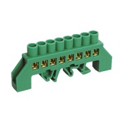 Шина PE «земля» в комбинированном зеленом изоляторе на DIN-рейку 6x9 мм 8 групп REXANT Шина PE «земля» в комбинированном зеленом изоляторе на DIN-рейку 6x9 мм 8 групп REXANT