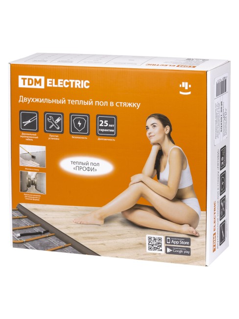 Двухжильный теплый пол в стяжку "ПРОФИ", 79 м, 1600 Вт, S укладки 9,4-13,3 м², TDM