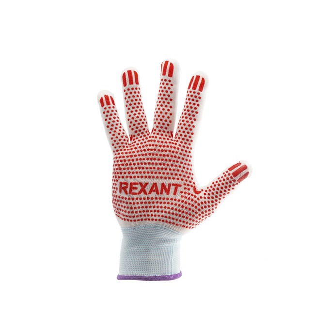 Перчатки х/б белые нейлоновые («Точка» ПВХ) REXANT