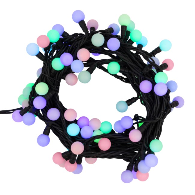 Гирлянда Мультишарики Ø23 мм, 10 м, 80 LED RGB, черный Каучук, IP65, быстрая смена цвета, 230В соединяется NEON-NIGHT (нужен шнур питания 315-000)