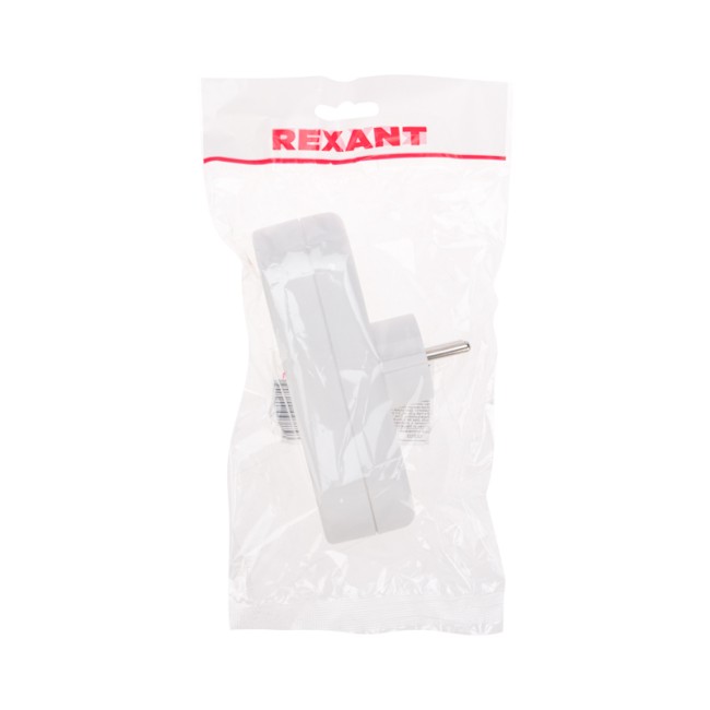 Тройник электрический линейный 16 А вертикальный с заземлением, белый REXANT