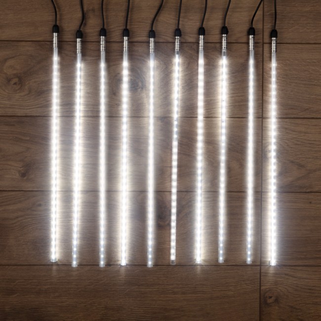Гирлянда Тающие сосульки 24 В, комплект 10 шт. х 50 см, шаг 100 см, 600 LED, белый, соединяются