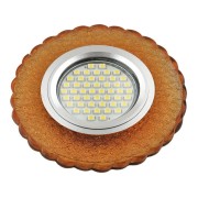 DLS-L140 GU5.3 GLASSY/GOLD Светильник декоративный встраиваемый, серия Luciole. Без лампы, цоколь GU5.3. Доп. светодиодная подсветка 3Вт. Стекло. Зеркальный/светло-желтый. ТМ Fametto